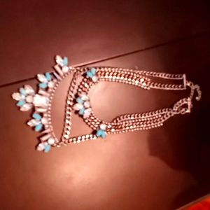Turquoise and rhinestone necklace